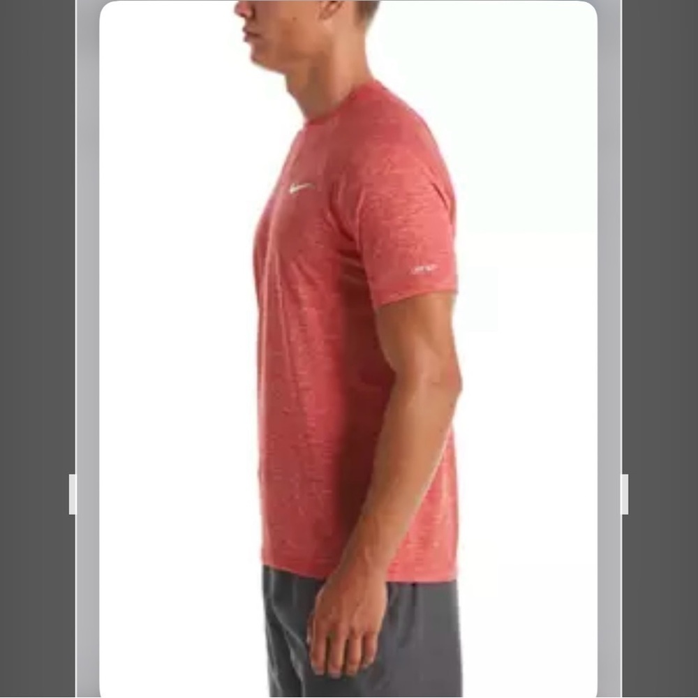 Nike  Heather Short Sleeve Hydroguard Swim T-Shirt in UNIVERSITY RED Size S - Picture 3 of 9